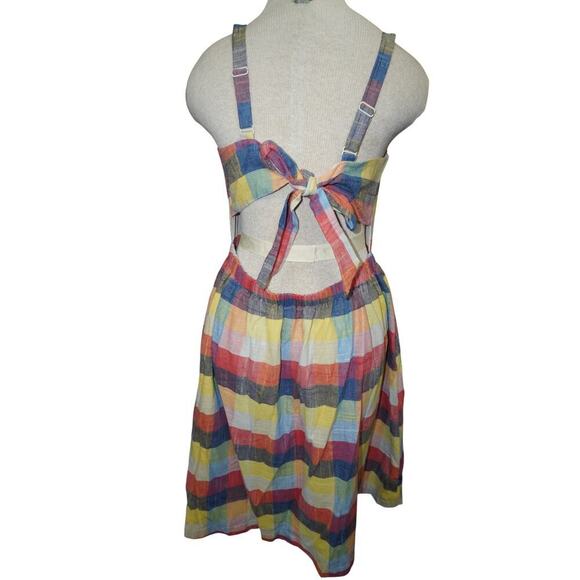 ModCloth Pink Floral Madras Dress – Sleeveless V-Neck Cottagecore Midi – Medium - Picture 8 of 11